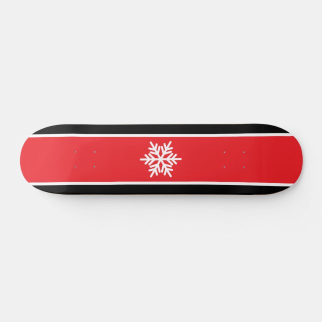 Schneeflocke Helle Red Schwarz-weiß Racing Streife Skateboard (Horizontal)