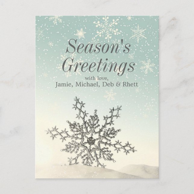 Schneeflocke im Schnee Postkarte (Vorderseite)