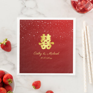 Schneeflocke in Rot-Chinesisch Serviette
