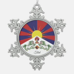 Schneeflocke in Tibet, tibetische Flagge Schneeflocken Zinn-Ornament