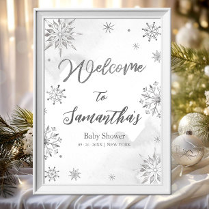 Schneeflocke ist auf dem Weg Baby Shower Willkomme Poster