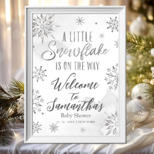 Schneeflocke ist auf dem Weg Baby Shower Willkomme Poster
