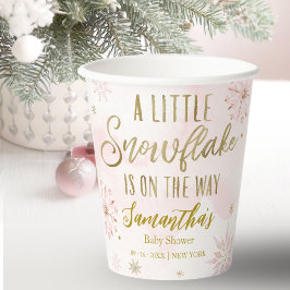 Schneeflocke ist auf dem Weg Babydusche Pappbecher