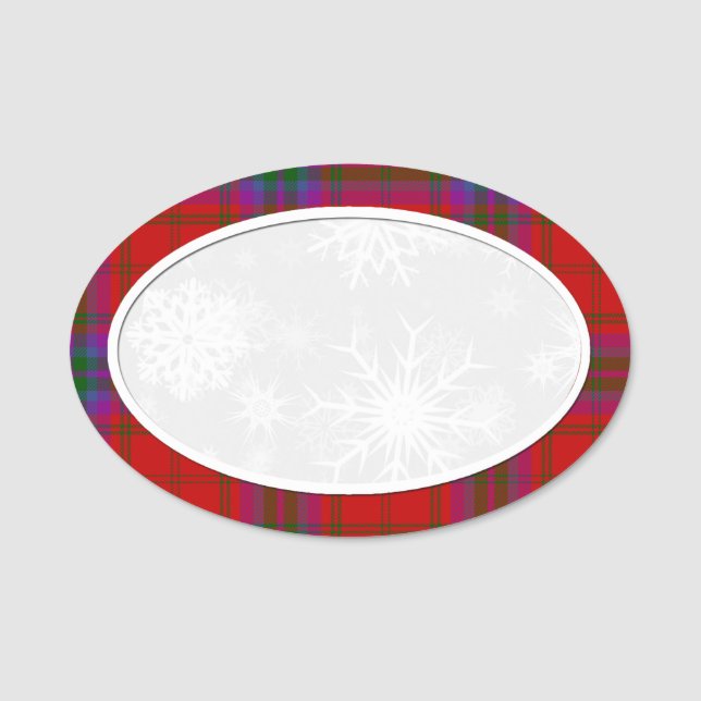 Schneeflocke Kariert Namensschild (Vorderseite)