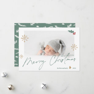 Schneeflocke, leicht grünes Gold, frohe Weihnachts Feiertagskarte