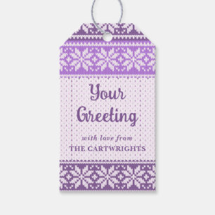 Schneeflocke Lila Nordic Strick Sweater Your Gruß Geschenkanhänger