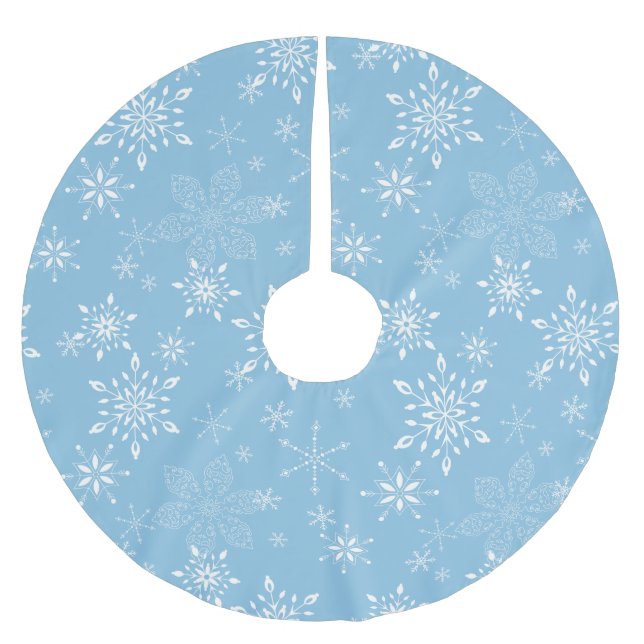 Schneeflocke-lt Blue Polyester Weihnachtsbaumdecke (Vorderseite)