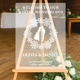 Schneeflocke Mattierte Winterhochzeit Willkommen Acrylschild