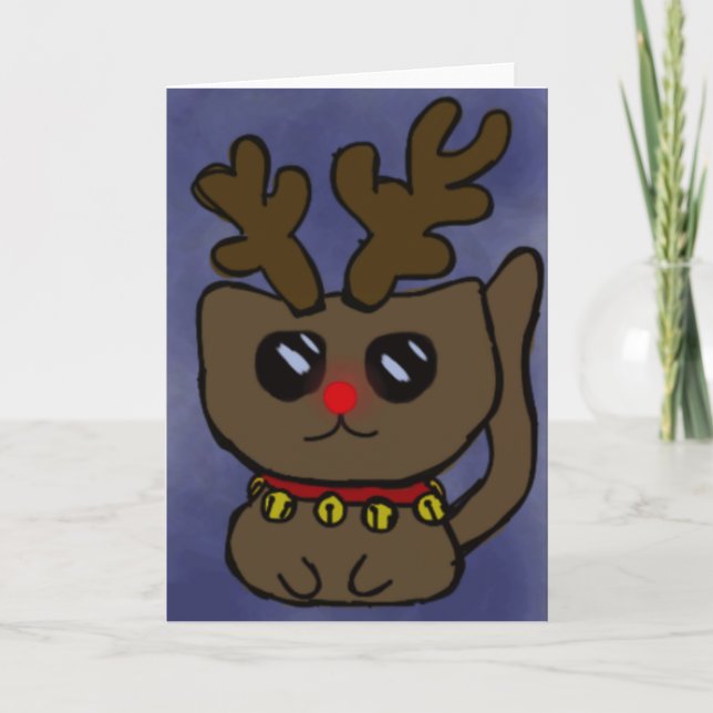 Schneeflocke-Miezekatze-Karte Feiertagskarte (Vorderseite)