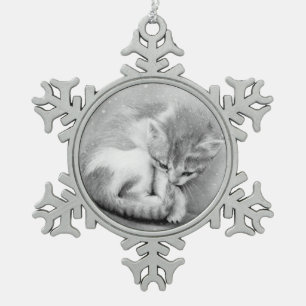 Schneeflocke-Miezekatze-Weihnachtsverzierung Schneeflocken Zinn-Ornament