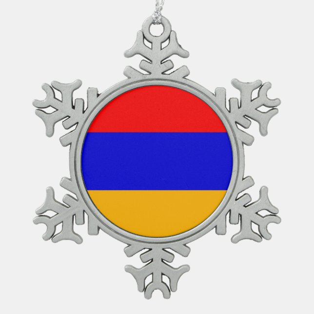 Schneeflocke mit armenischer Flagge Schneeflocken Zinn-Ornament (Vorderseite)