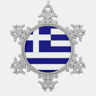 Schneeflocke mit griechischer Flagge Schneeflocken Zinn-Ornament