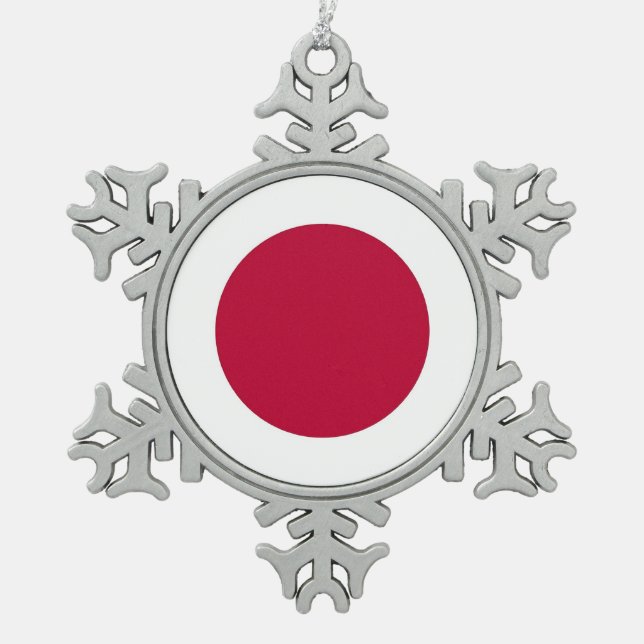 Schneeflocke mit japanischer Flagge Schneeflocken Zinn-Ornament (Vorderseite)