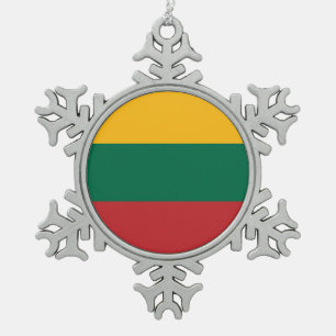 Schneeflocke mit litauischer Flagge Schneeflocken Zinn-Ornament