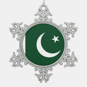 Schneeflocke mit pakistanischer Flagge Schneeflocken Zinn-Ornament