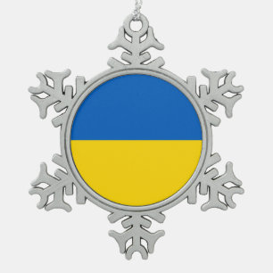 Schneeflocke mit ukrainischer Flagge Schneeflocken Zinn-Ornament