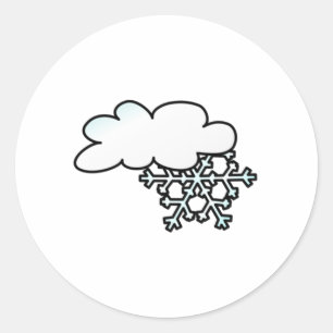 Schneeflocke mit Wolke Runder Aufkleber