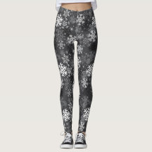 Schneeflocke-Muster-Druck-Leggings, grau
