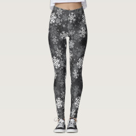 Schneeflocke-Muster-Druck-Leggings, grau Leggings