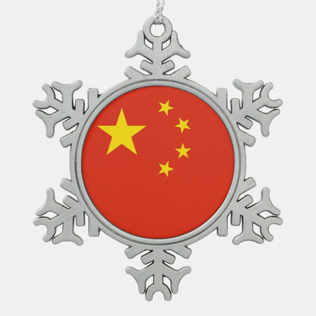 Schneeflocke Ornament mit China Flag (Vorderseite)