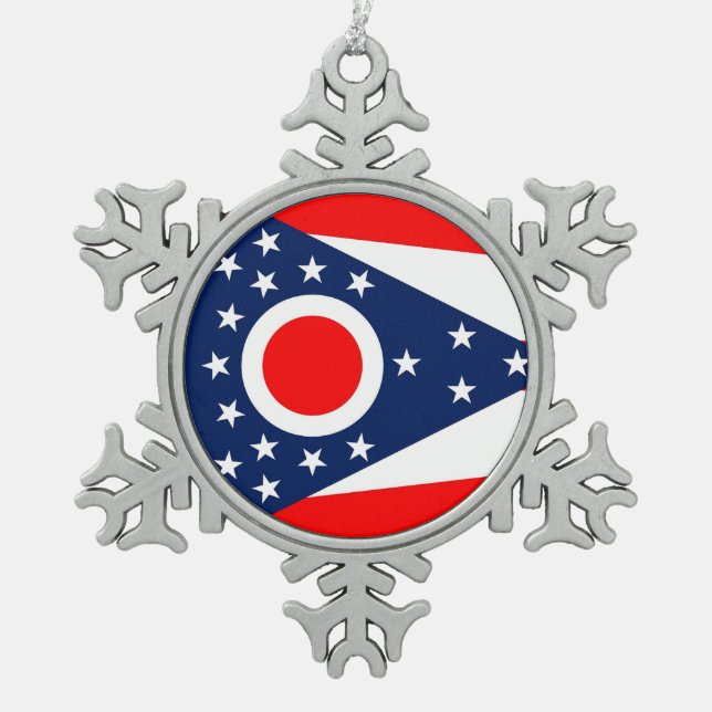 Schneeflocke Ornament mit Ohio Flag (Vorderseite)