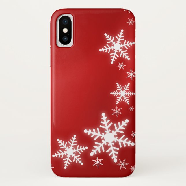 Schneeflocke-Rot-Feiertag Case-Mate iPhone Hülle (Rückseite)