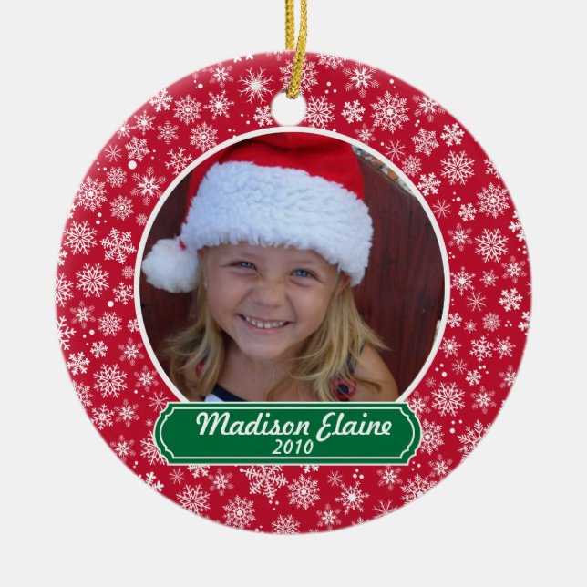 Schneeflocke Rot und Grün Weihnachtsschmuck (Vorne)
