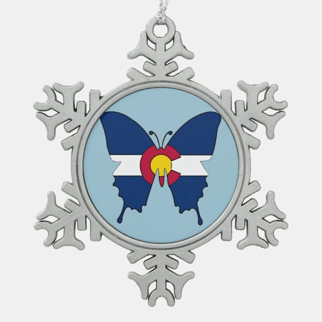 Schneeflocke-Schneeflocke aus Colorado Schneeflocken Zinn-Ornament (Vorderseite)