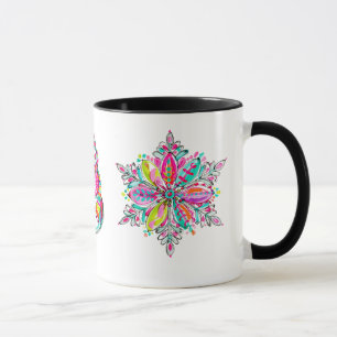 Schneeflocke Schneemann Rosa Weihnachtsästhetik Tasse