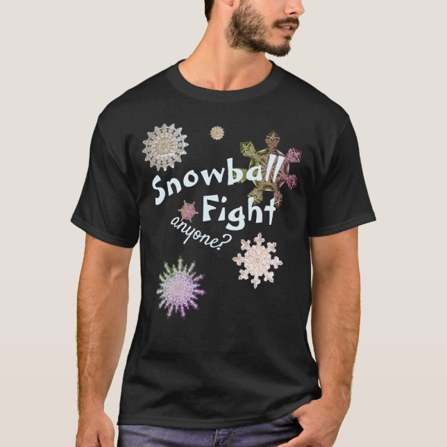 Schneeflocke ‚Snowball Fight‘, gefroren (Dunkel) T-Shirt (Vorderseite)