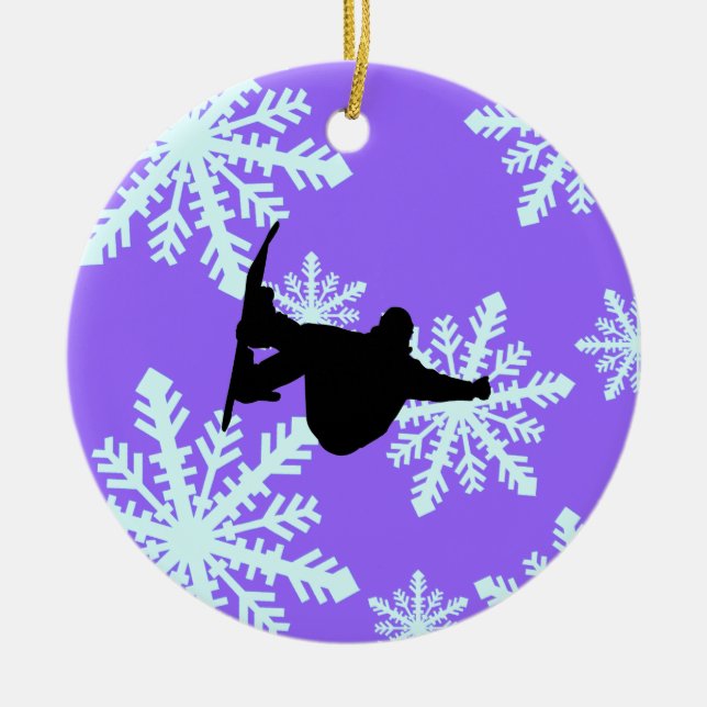 Schneeflocke-Snowboarding Keramikornament (Vorne)