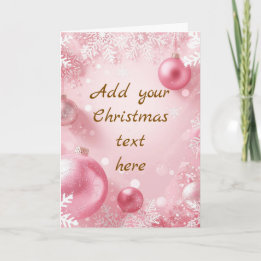 Schneeflocke & Troddel Weihnachtskarte Rosa Weiß G Karte
