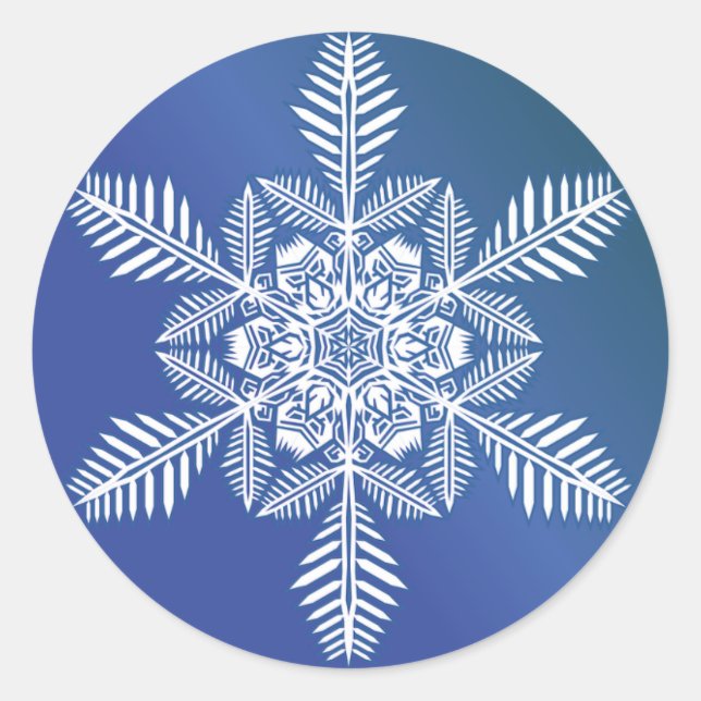 Schneeflocke über blauem Sticker (Vorderseite)