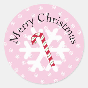 Schneeflocke und Candy Cane Classic Round Sticker