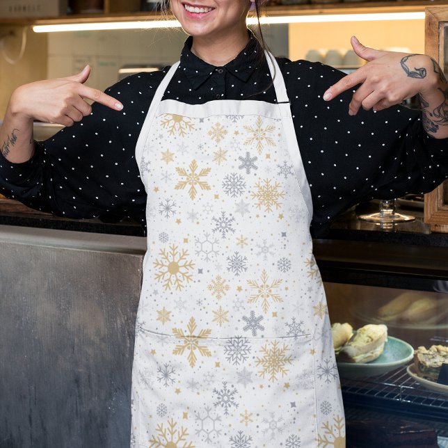 Schneeflocke und Kreislauf Nahtloses Muster Schürze (Snowflake And Circle Seamless Pattern Apron)