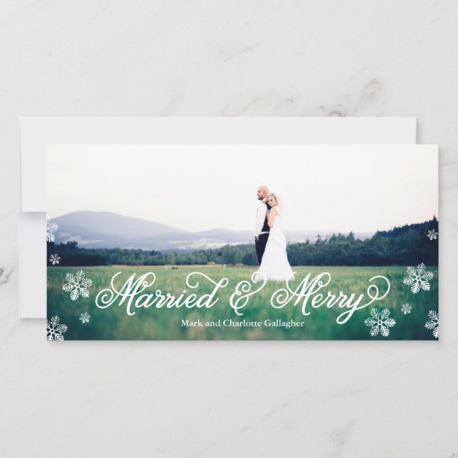 Schneeflocke Verheiratet und frohe Vollblutferien Feiertagskarte (Vorderseite)