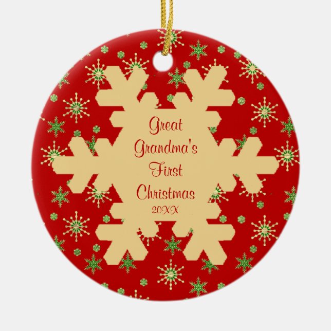 Schneeflocke-Verzierung der großen Großmutter Keramikornament (Vorne)