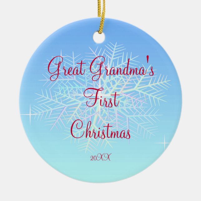 Schneeflocke-Verzierung der großen Großmutter Keramikornament (Vorne)