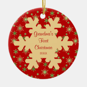 Schneeflocke-Verzierung der Großmutter rote erstes Keramik Ornament