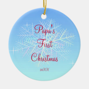 Schneeflocke-Verzierung des Papas erste Weihnachts Keramikornament