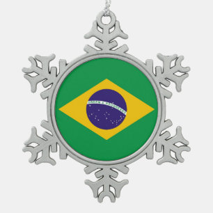 Schneeflocke-Verzierung mit Brasilien-Flagge Schneeflocken Zinn-Ornament