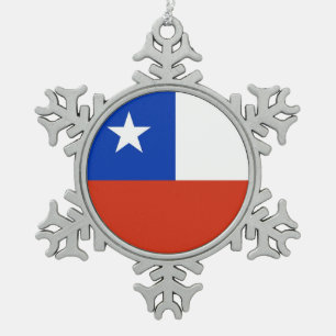 Schneeflocke-Verzierung mit Chile-Flagge Schneeflocken Zinn-Ornament