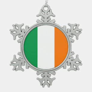 Schneeflocke-Verzierung mit Irland-Flagge Schneeflocken Zinn-Ornament
