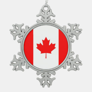 Schneeflocke-Verzierung mit Kanada-Flagge Schneeflocken Zinn-Ornament