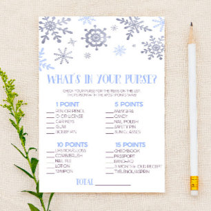 Schneeflocke, was in Purse Baby Shower Game ist Briefpapier