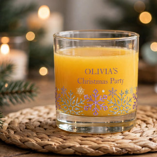 Schneeflocke Weihnachten Lila Silber Whiskyglas