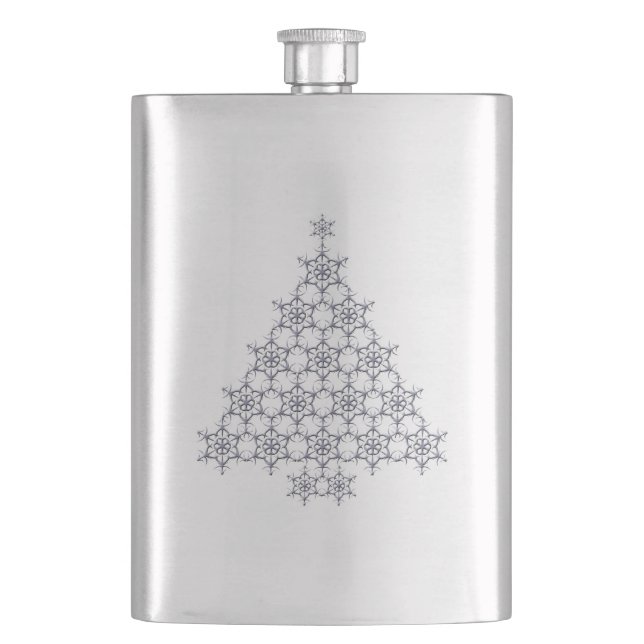 Schneeflocke Weihnachtsbaumflasche Flachmann (Vorderseite)