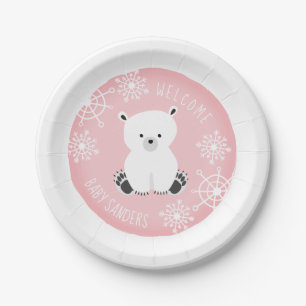 Schneeflocke Winter Pink Baby Dusche Pappteller