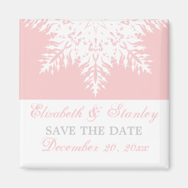 Schneeflocke Winterhochzeit Save the Date Magnet (Vorne)