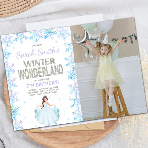 Schneeflocke Winterwonderland Einladung mit Foto